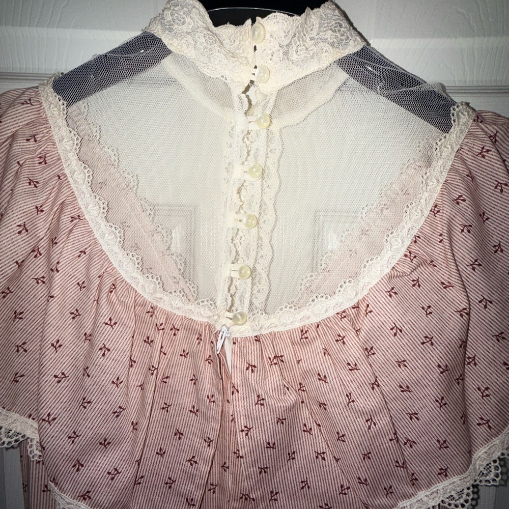 Gunne Sax Jessica San Francisco Lace Neck Cottagecore Prairie Maxi Dress Vintage - Picture 10 of 16